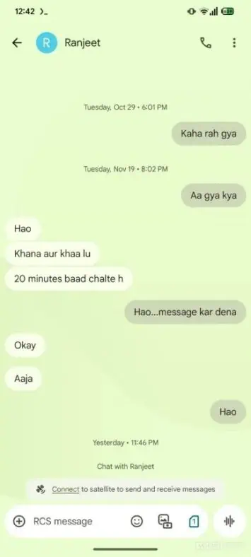 Satellitennachrichtenfunktion von Google Messages