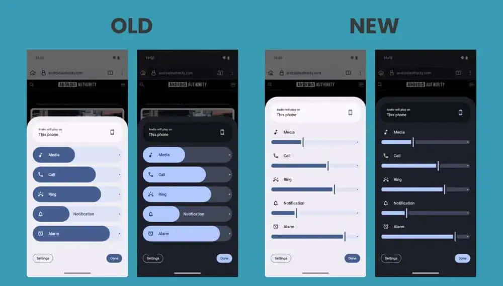 Andriod 16 Lautstärkeregler