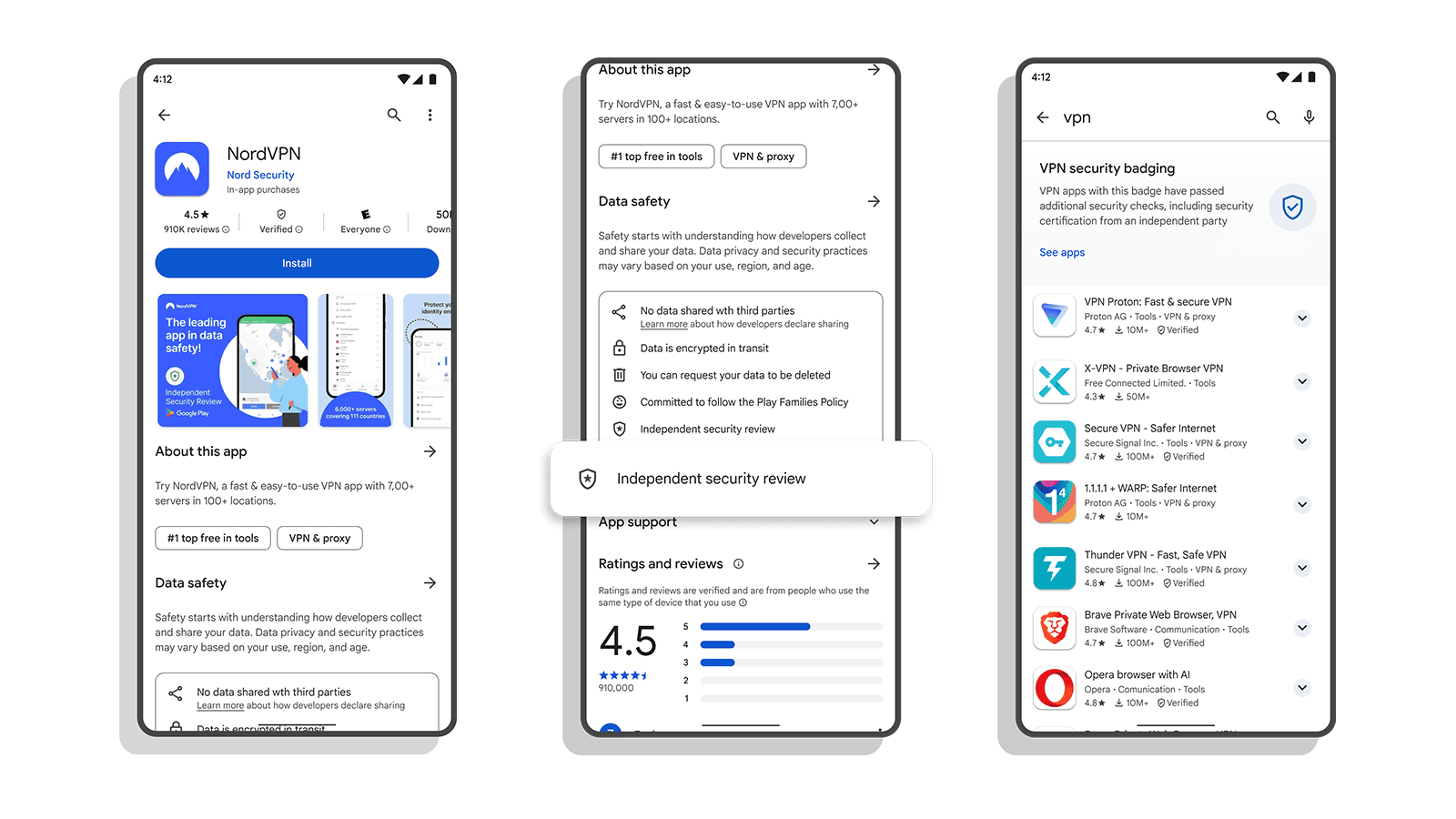 Google Play fügt hinzu "Verifiziert" Abzeichen für VPN -Apps