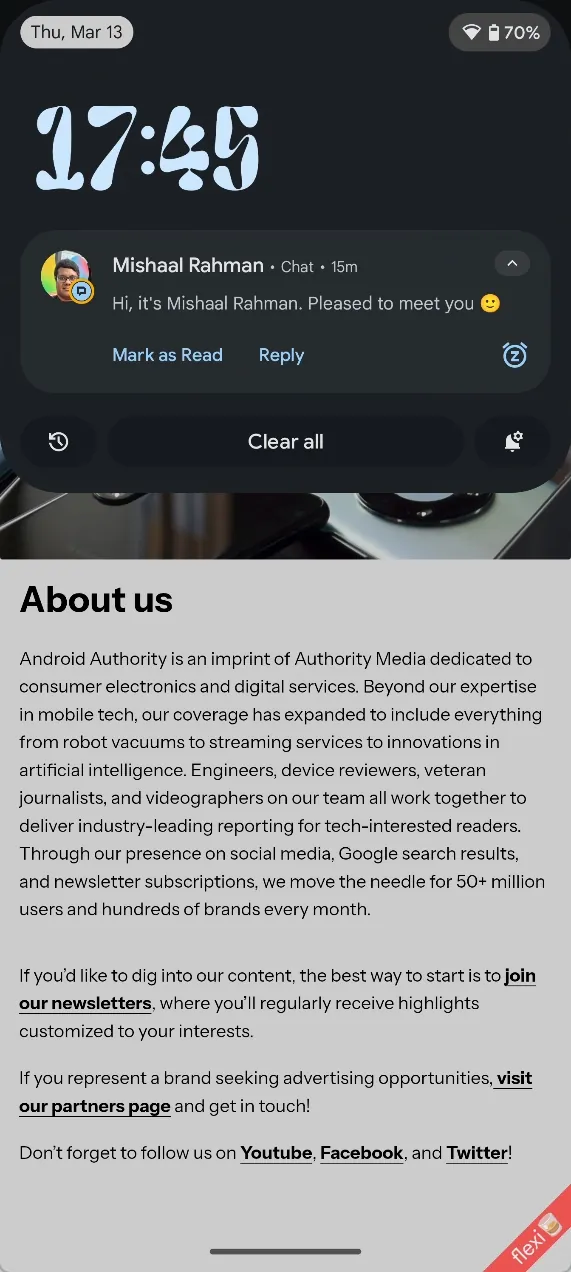 Benutzerdefinierte Uhr in neuem Android 16 Benachrichtigungsfeld 8 JPG