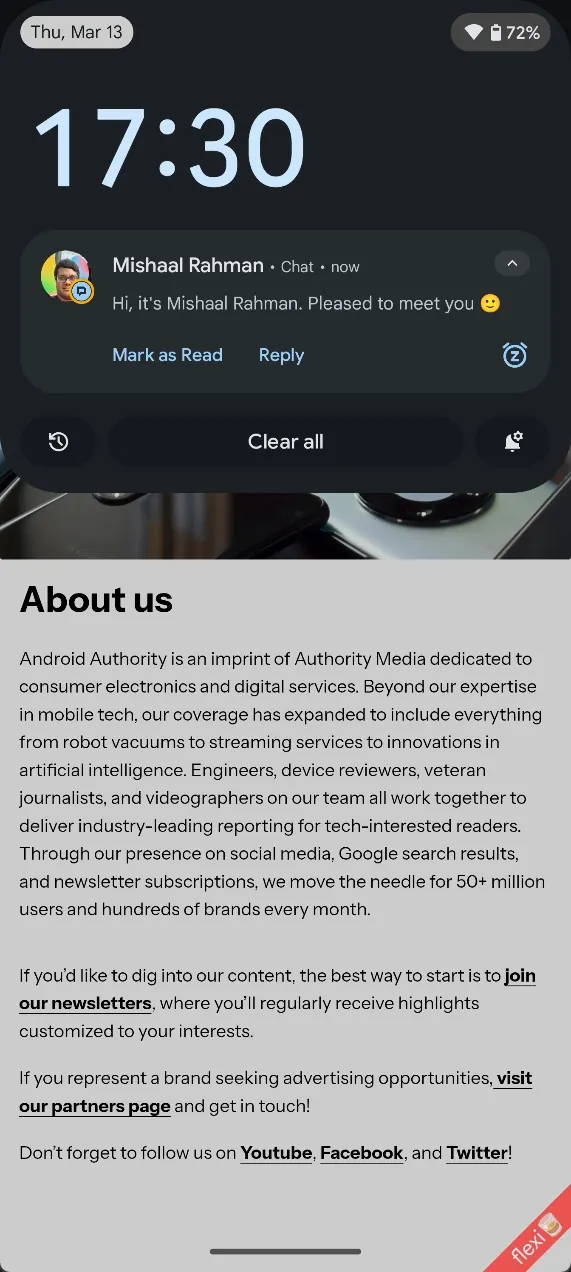 Benutzerdefinierte Uhr in neuem Android 16 Benachrichtigungsfeld 2 JPG