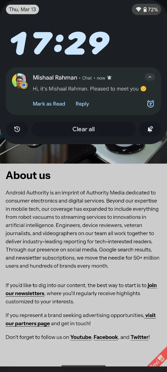 Benutzerdefinierte Uhr in neuem Android 16 Benachrichtigungsfeld 1 JPG