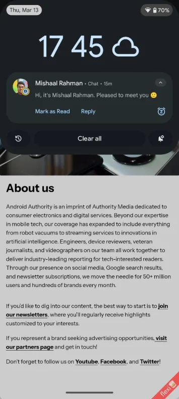 Benutzerdefinierte Uhr in New Android 16 Benachrichtigungspfanstrich 11 JPG