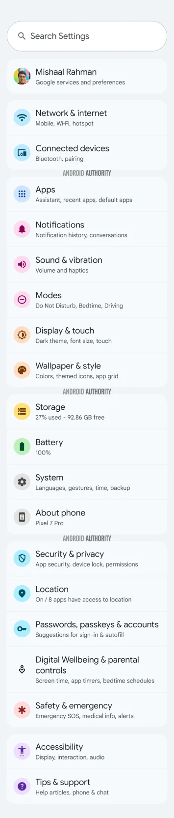 Ausdrucksstarke Einstellungen der obersten Ebene Licht Design in Android 16 Beta 4 1000W 4689H PNG