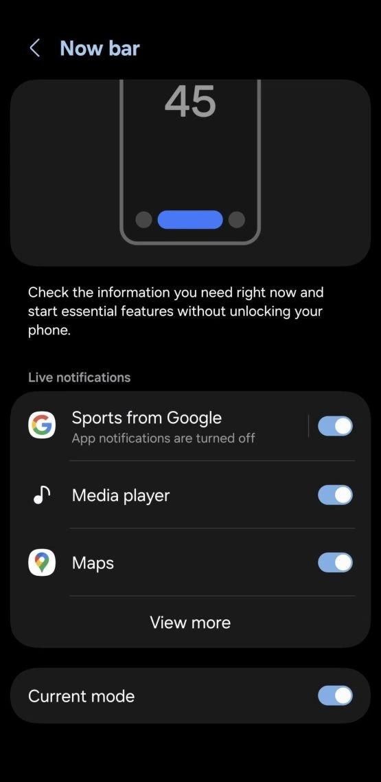 Jetzt Bar One UI 7 Einstellungen 5 skaliert