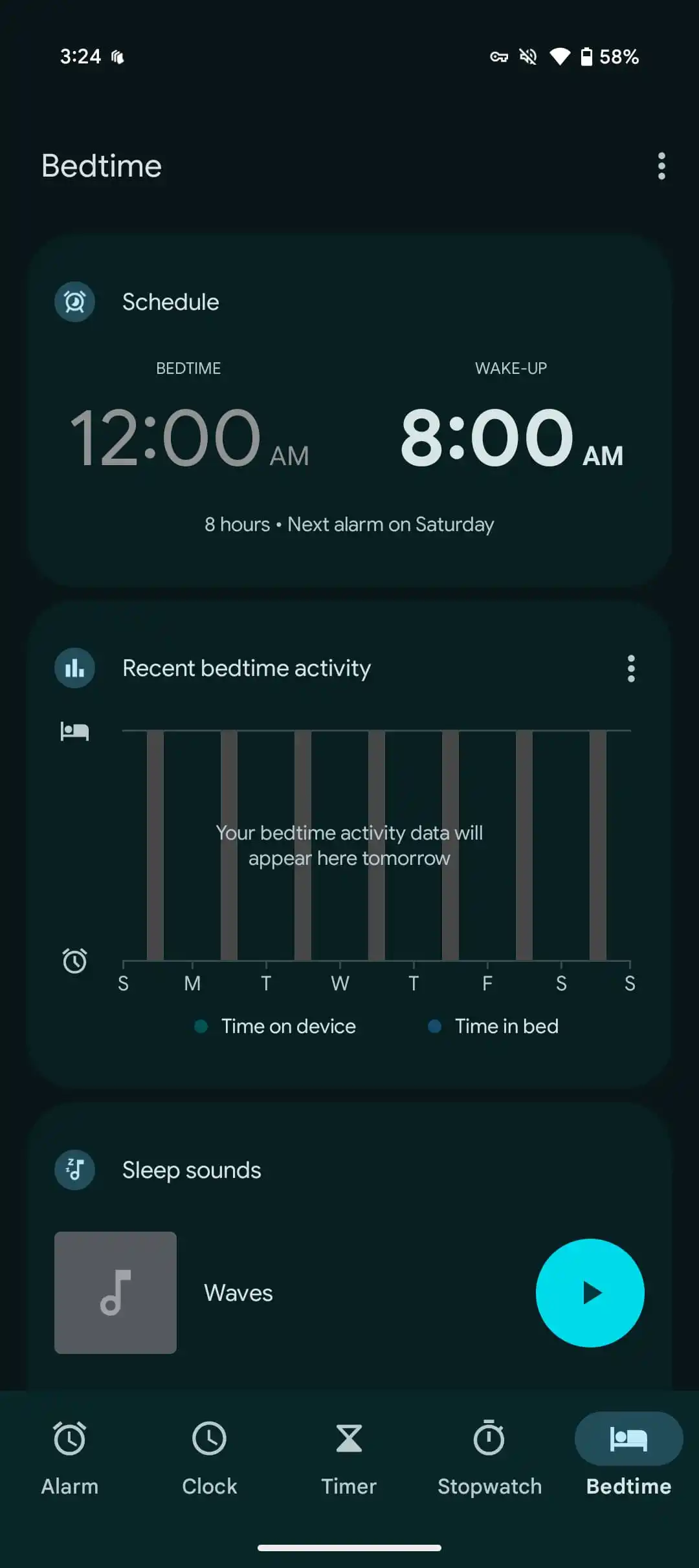 Google Clock -Material Sie aktuell UI Schlafenszeit 1