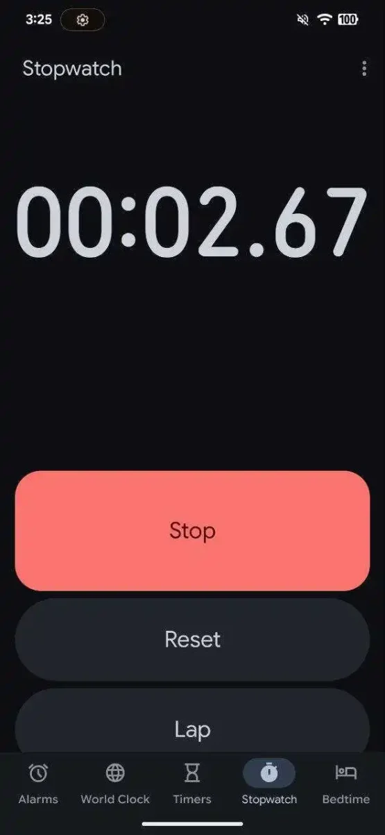 Google Clock ausdrucksstarke Redesign Stoppwatch 2