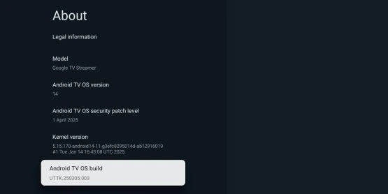 Google TV Streamer UTTK 250305 003 Update 4