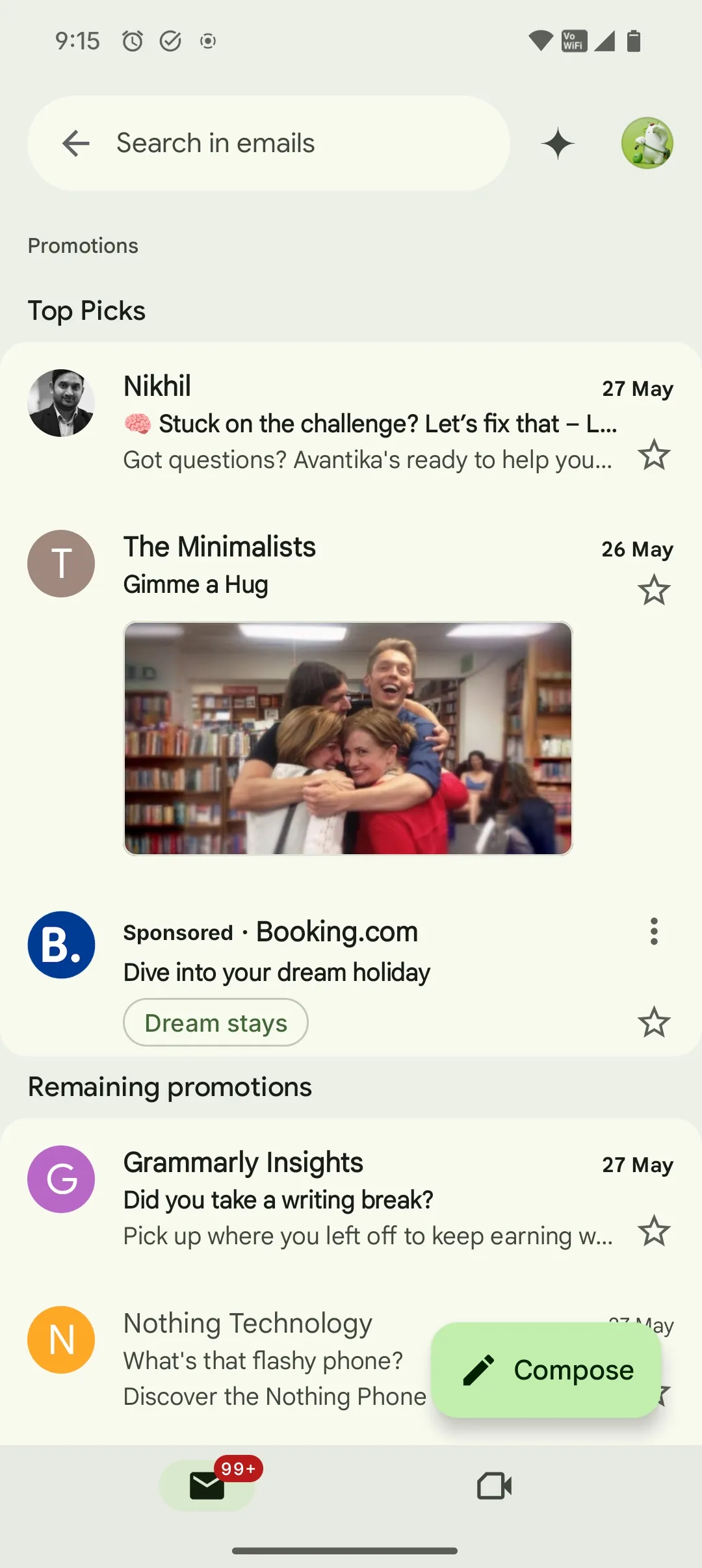 Google Mail -Material 3 Ausdrucksstarke UI -Update 2