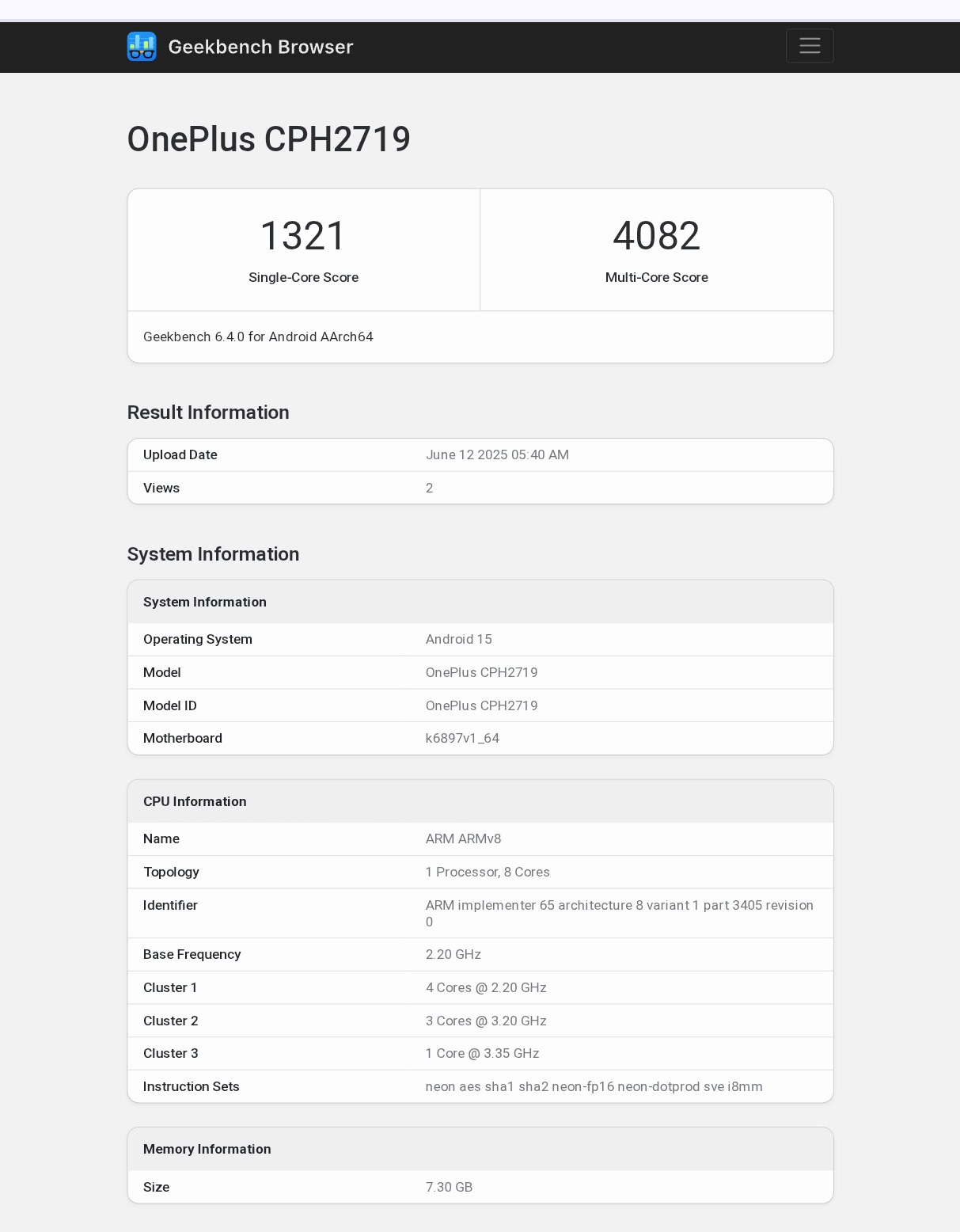 OnePlus Nord CE 5 Geekbench
