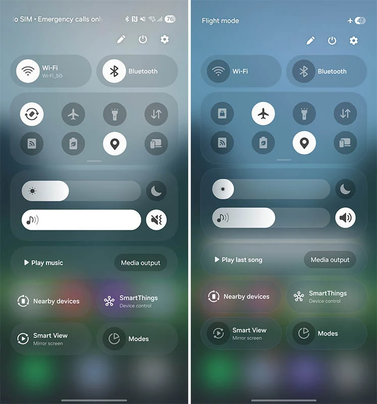 Samsung One UI 7 8 Frosted Glass Effect Control Center