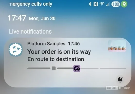 Benutzerdefinierte Live -Benachrichtigung im Benachrichtigungsfeld in einer UI 8 Beta 3 675W 471H JPG