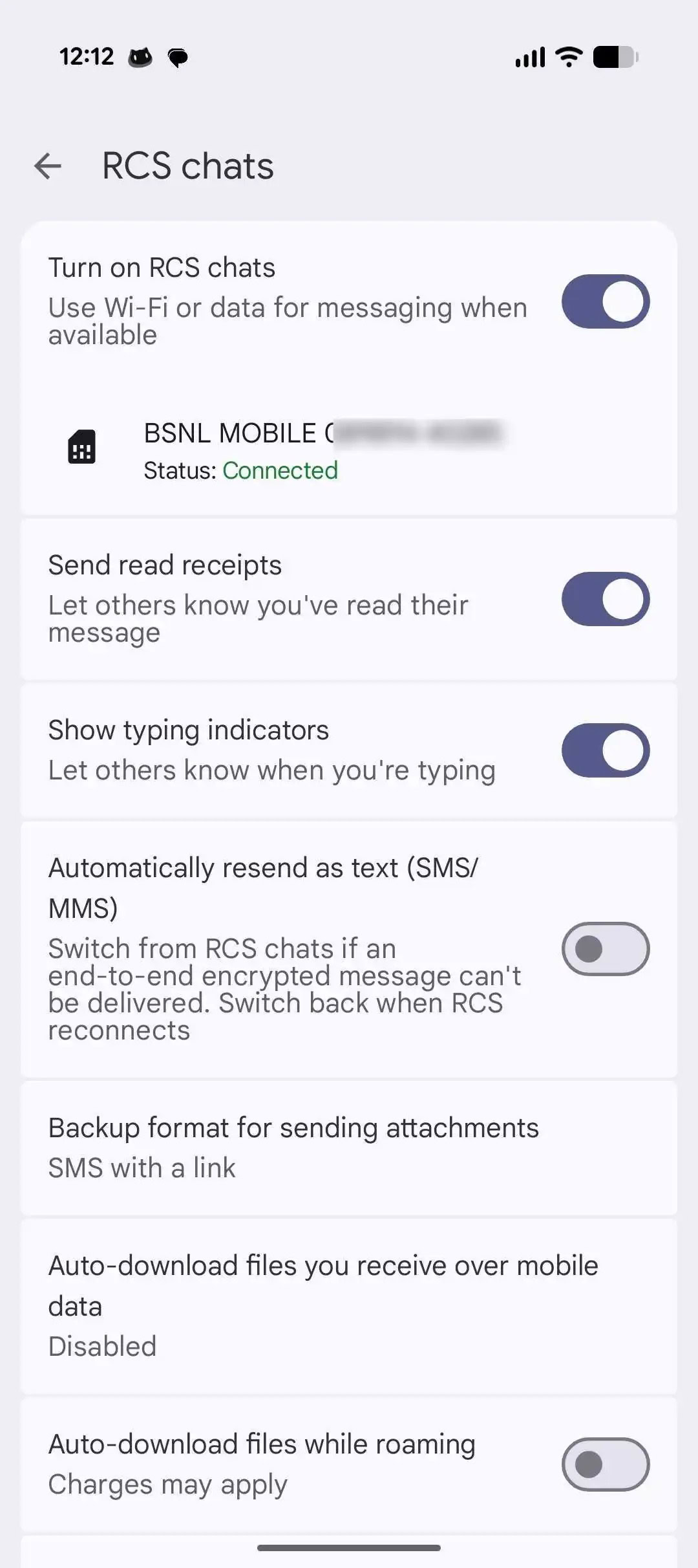 Google Message RCS -Details Schaltfläche 3