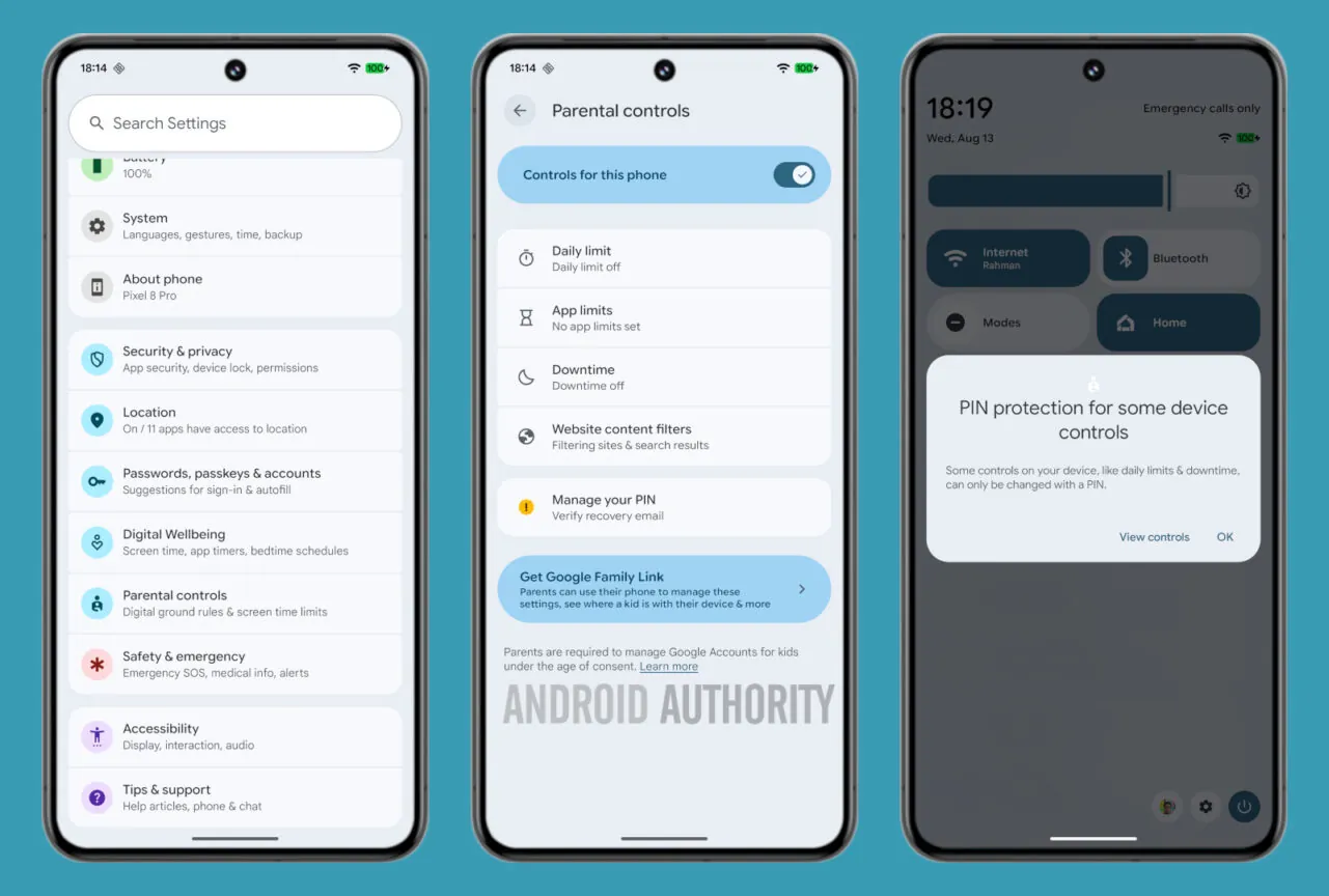 Android 16 QPR2 Elternkontrollfunktionen