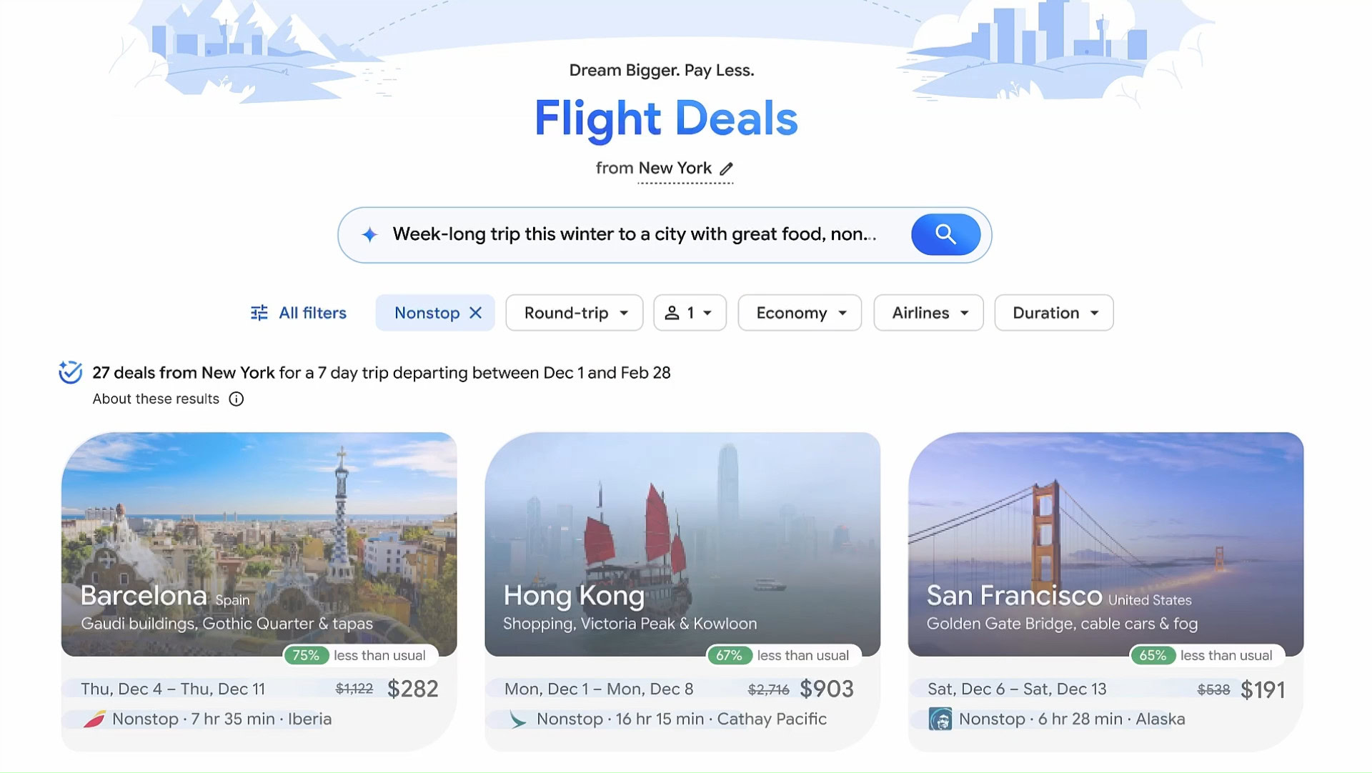 Das neue KI -Tool von Google von Google findet den billigsten Flugfuß