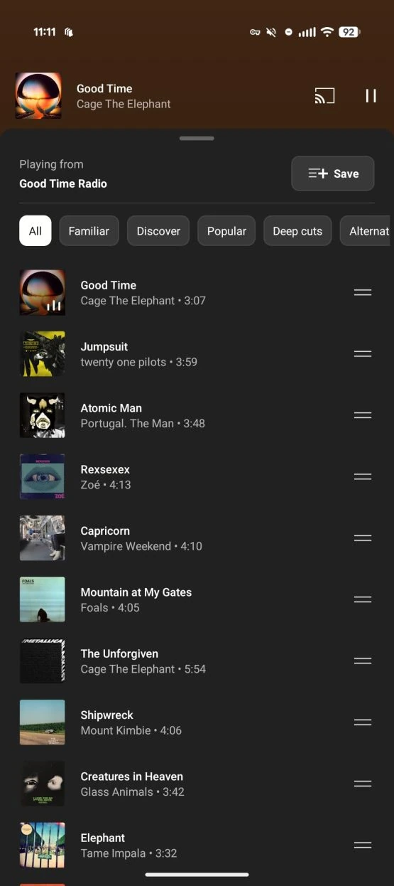 YouTube Music Dual -Bereich 1