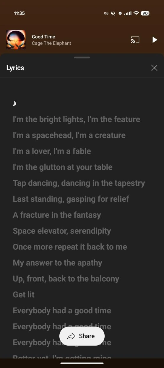 YouTube Music Lyrics