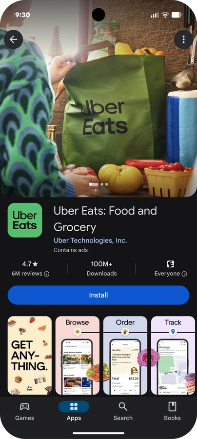 Visuelle Überschrift Uber isst