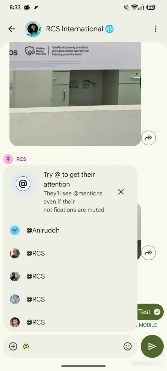 Google Message App erwähnt Tag Vorschlag und Leck 1