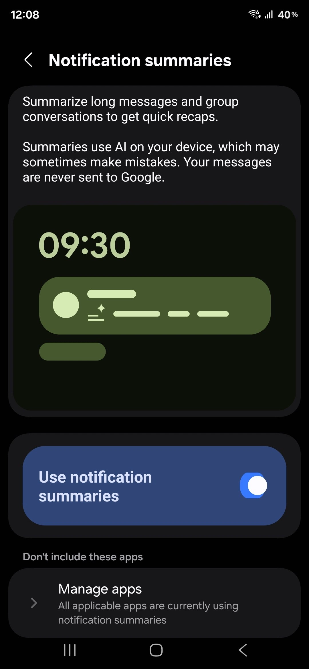 Eine UI 8 5 AI -Benachrichtigungszusammenfassung zuerst Look 2