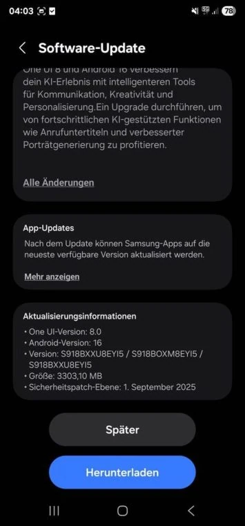 Samsung Galaxy S23 One UI 8 Global Update Rollout Verfügbarkeit 1