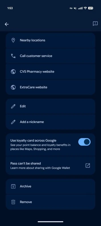 Google Wallet-Spitznamen