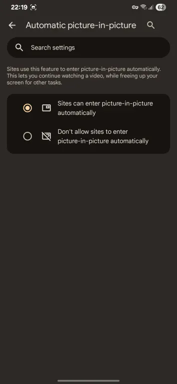 Google Chrome Android automatisches Bild-in-Bild-Leck 3