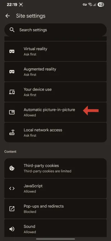Google Chrome Android automatisches Bild-in-Bild-Leck 2