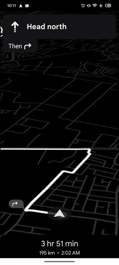 Benutzeroberfläche für die Navigation im Energiesparmodus von Google Maps