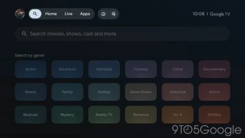 Suchseite für den Google TV-Startbildschirm