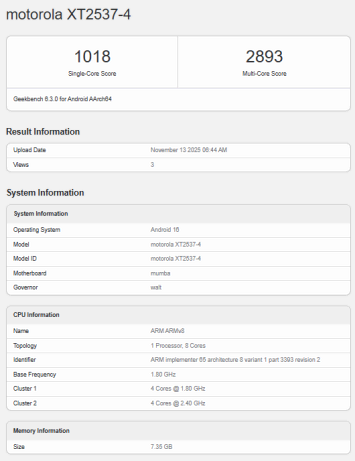 Moto G76 hat Geekbench durchgesickert