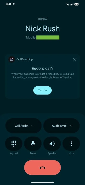 Telefon-App, Anrufaufzeichnung, Anrufassistent