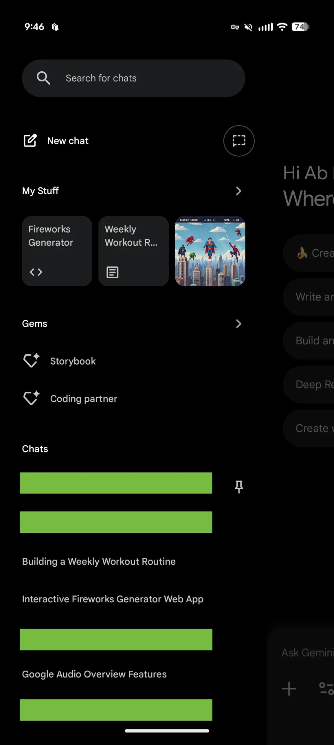 Gemini-App Meine Sachen 1