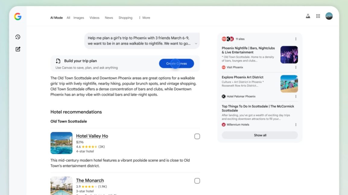 Reiseplanung im Google AI-Modus 2