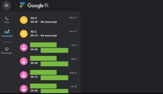 Google Fi-Web-Voicemail