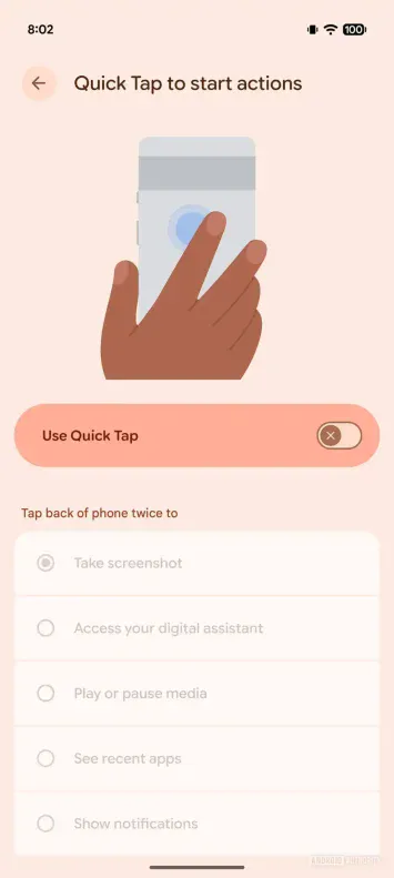 Korrektur der Google Pixel Quick Tap-Geste