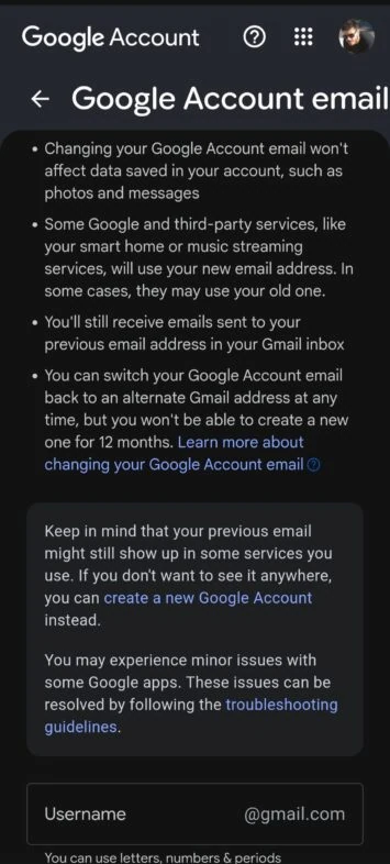 Ändern Sie die Adresse des Gmail-Benutzernamens 2