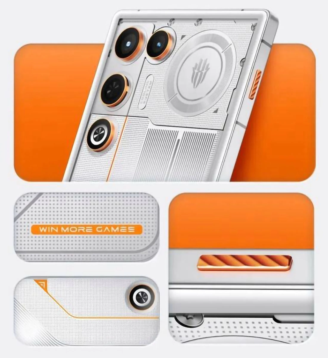RedMagic 11 Air Aurora Silber mit orangefarbenen Akzenten