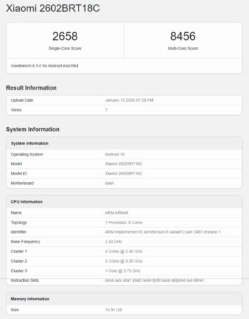 Redmi Turbo 5 Pro Geekbench 1