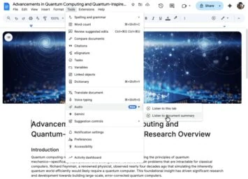 Audiozusammenfassungen von Google Docs Gemini