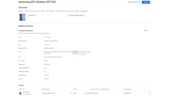 Galaxy A57 Google Play Console 2