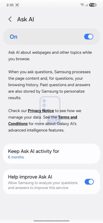 One UI 9 Ask AI-Funktion Samsung Internet Browser App 3