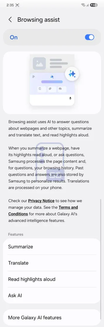 One UI 9 Ask AI-Funktion Samsung Internet Browser App 2