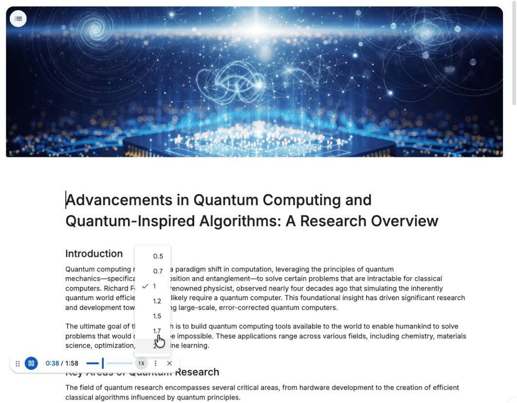 Audiozusammenfassungen von Google Docs Gemini