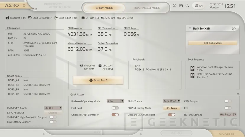 Geeknetic Gigabyte X870E AERO X3D WOOD Review: el estilo de los materiales nobles se combina con una técnica impecable 25