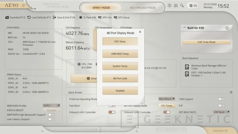 Geeknetic Gigabyte X870E AERO X3D WOOD Review: el estilo de los materiales nobles se combina con una técnica impecable 26