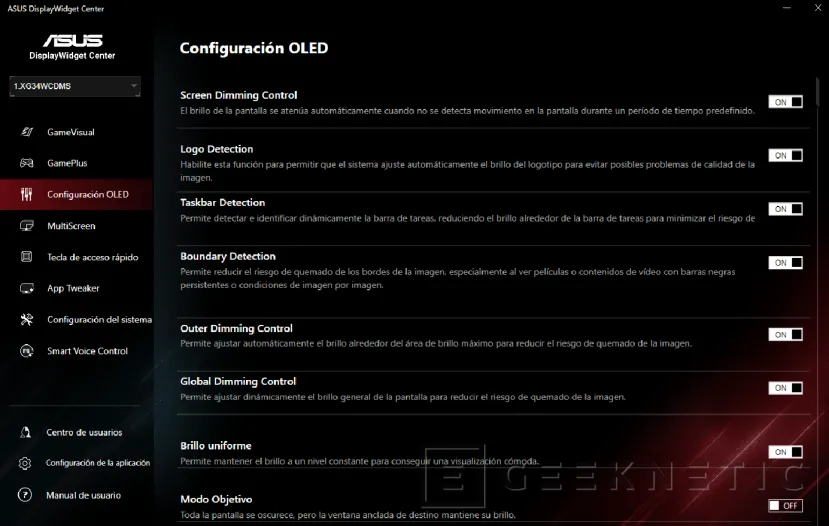Geeknetic ASUS ROG Strix OLED XG34WCDMS Review: El monitor de 280Hz que hace más asequible la tecnología Tándem OLED con RGB Stripe 13