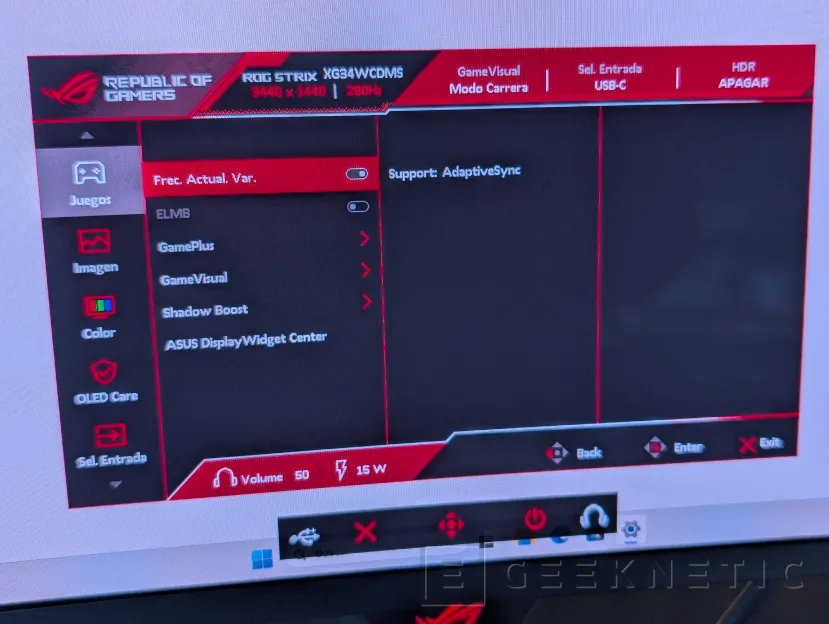 Geeknetic ASUS ROG Strix OLED XG34WCDMS Review: El monitor de 280Hz que hace más asequible la tecnología Tándem OLED con RGB Stripe 15