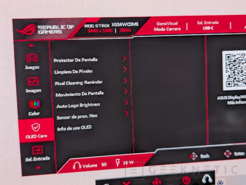Geeknetic ASUS ROG Strix OLED XG34WCDMS Review: El monitor de 280Hz que hace más asequible la tecnología Tándem OLED con RGB Stripe 16