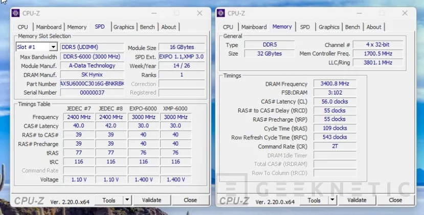 Geeknetic XPG NOVAKEY RGB DDR5 6000 C30 Review: Diseño Infinity Mirror y hasta 6800 MT/s sin tocar voltajes 9